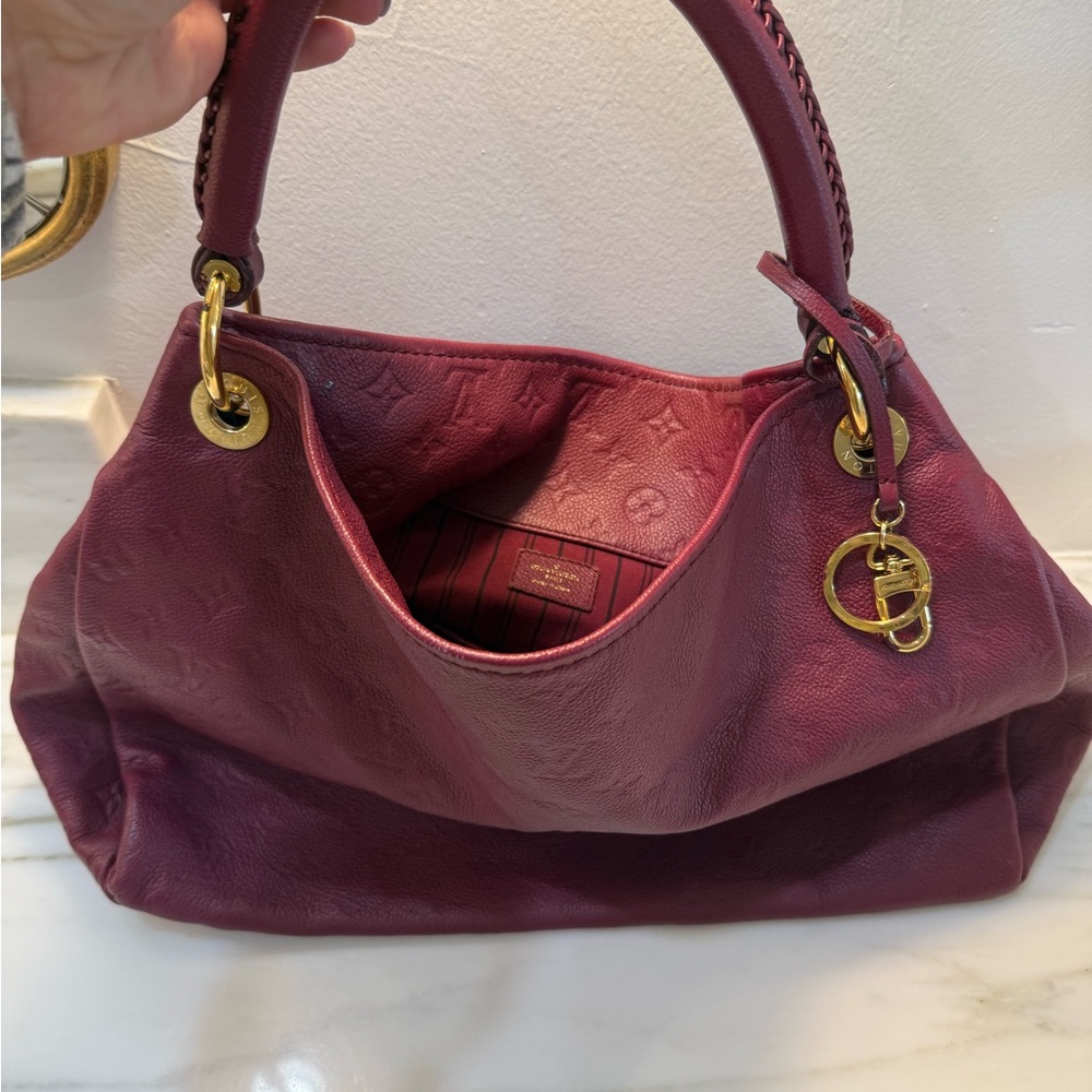Louis Vuitton Red Shoulder Bag with Gold Accents